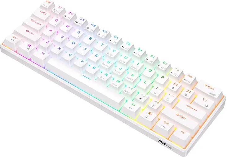Tastierë mekanike Royal Kludge RK61, 61 taste, RGB, red switch, e bardhë - 1