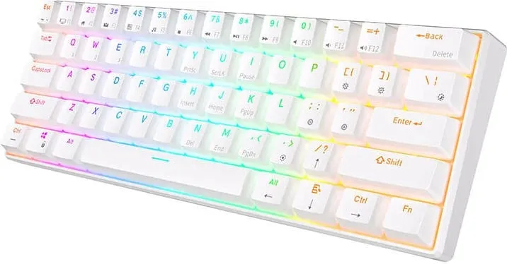 Tastierë mekanike Royal Kludge RK61, 61 taste, RGB, red switch, e bardhë - 4