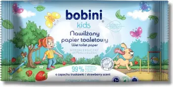 Letër higjienike e lagur për fëmijë Bobini Kids, luleshtrydhe, 50 copë