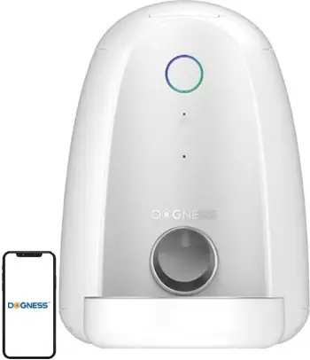 Shpërndarës automatik ushqimi për kafshë Dogness Mini, 2L, WiFi, tas çelik, i bardhë