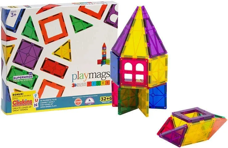 Set magnetik lodrash Playmags 165, 32 pjesë, shumëngjyrëshe - 1