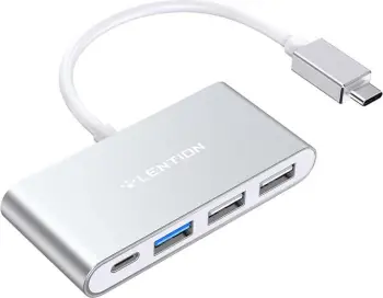 Hub USB-C Lention CA13 4in1, USB 3.0 + 2x USB 2.0 + USB-C, argjend