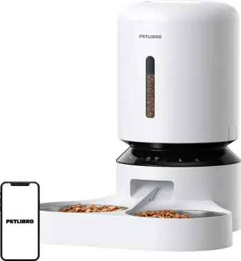 Shpërndarës ushqimi për kafshë Petlibro Granary PL-AF103, 5L, me dy tasa, i bardhë