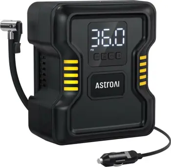 Kompresor ajri portativ AstroAI JY21P160-12, 150 PSI, 120W, me ekran dixhital dhe dritë LED, i zi