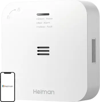 Detektor monoksidi karbonit Heiman HM-720ES-W, wireless, lidhje me aplikacion, i bardhë