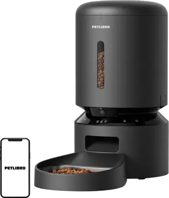 Shpërndarës ushqimi për kafshë Petlibro Granary, 5L, me kamerë, i zi