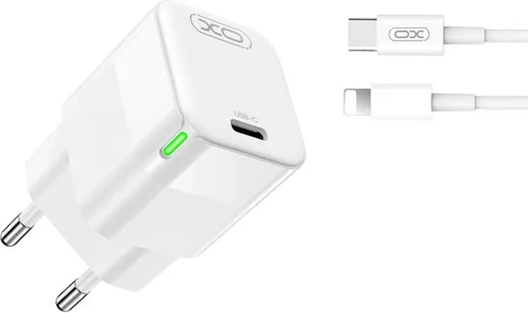 Karikues muri XO CE06, 30W, USB-C, me kabllo Lightning, bardhë - 1