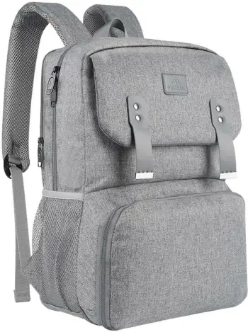 Çantë shpine Matein 1161 për laptop 15.6", me port USB, xhep ushqimi, Gri