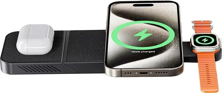 Karikues wireless INVZI MGF7B 3-në-1, 15W, i zi - 4