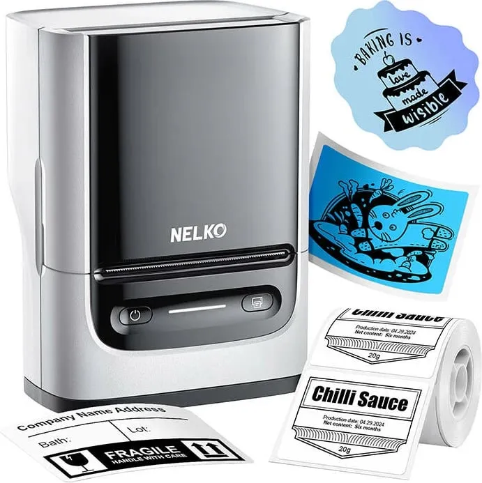 Printer etiketa termik Nelko PM220, Bluetooth, 1200 mAh, i bardhë - 3