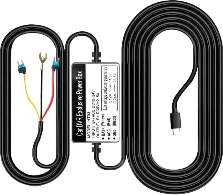 Set kabllo USB-C Azdome HT03 për video regjistrues makine, i zi - 1