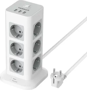 Kasë Tessan TS-TPS04-DE, 12 Schuko, 3 USB, 2m, e bardhë