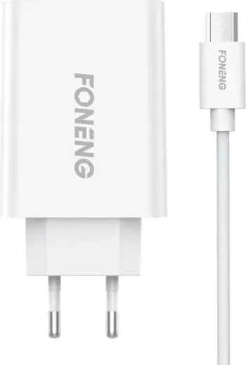 Karikues i shpejtë Foneng EU43 me 1x USB, kabllo Micro USB, i bardhë