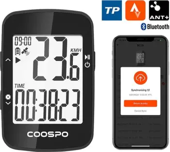 Kompjuter biçiklete Coospo BC26 me GPS, për çiklizëm, i zi
