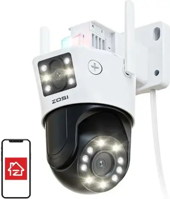 Kamerë IP e jashtme ZOSI C298, WiFi, Pan Tilt, 6MP, IP66, e bardhë/zezë