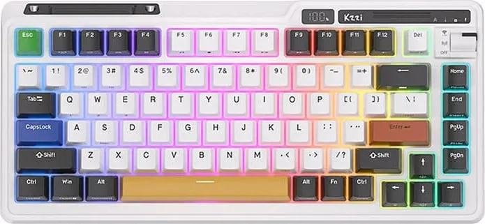 Tastierë mekanike wireless Royal Kludge KZZI K75 pro RGB, 82 taste, bardhë/zezë - 1