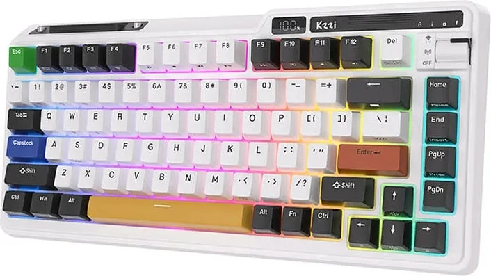 Tastierë mekanike wireless Royal Kludge KZZI K75 pro RGB, 82 taste, bardhë/zezë - 3