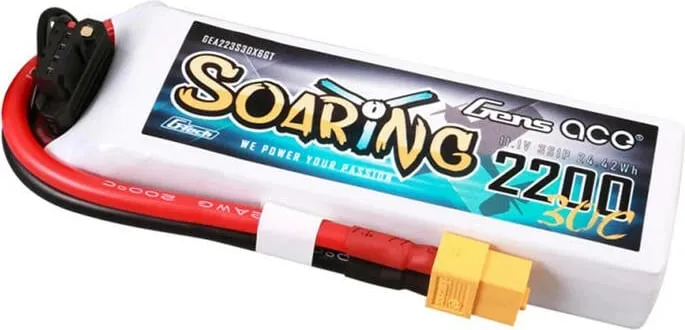 Bateri LiPo Gens ace G-Tech Soaring 2200mAh 11.1V 30C, e bardhë - 1