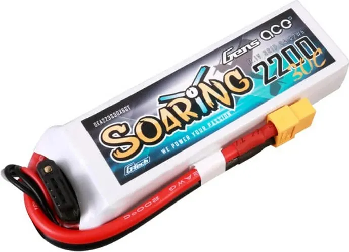 Bateri LiPo Gens ace G-Tech Soaring 2200mAh 11.1V 30C, e bardhë - 2