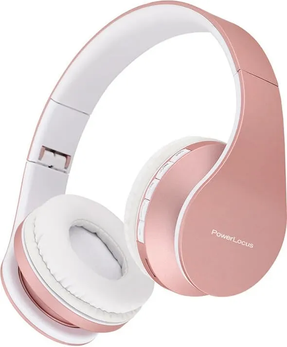Kufje wireless PowerLocus P1, over-ear, Bluetooth 5.3, microSD, mikrofon, rozë e artë - 1