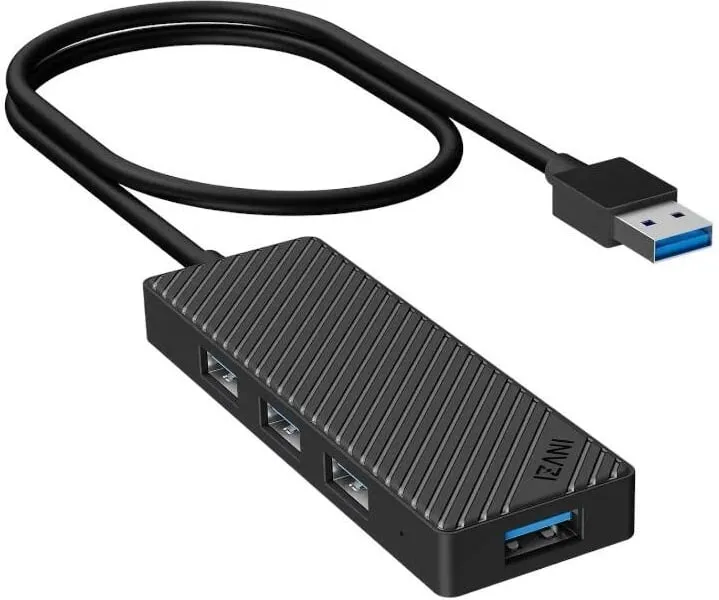 Kasë USB Hub INVZI MH04, 4x USB 3.0, e zezë - 1