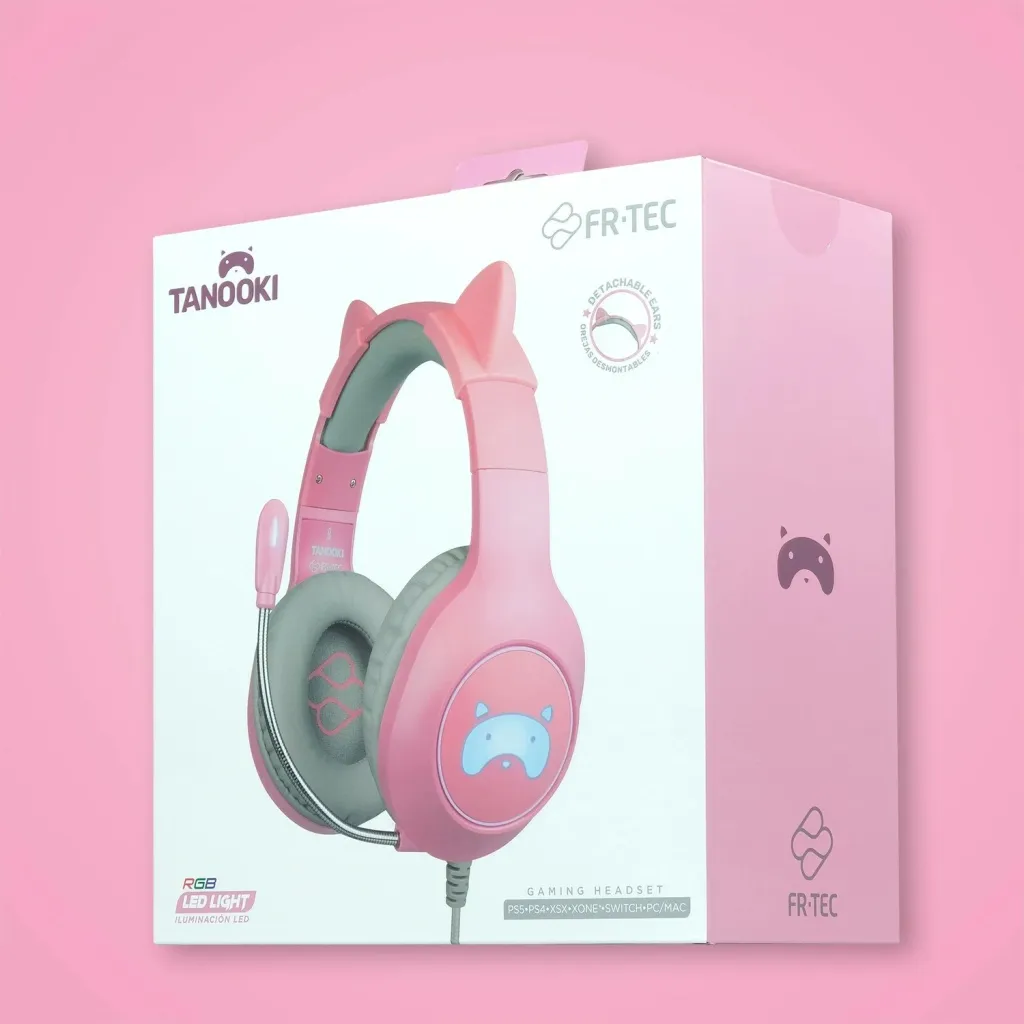 Kufje gaming Blade Tanooki me LED, rozë - 4