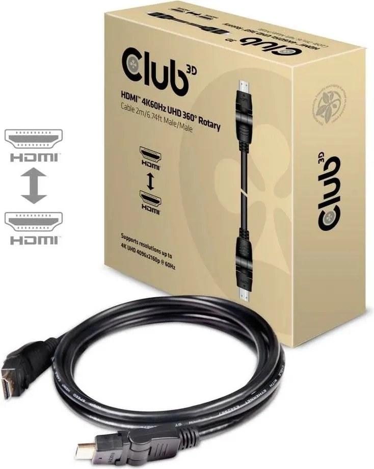 Kabllo HDMI Club3D 2.0, 2m, rrotulluese, e zezë - 6