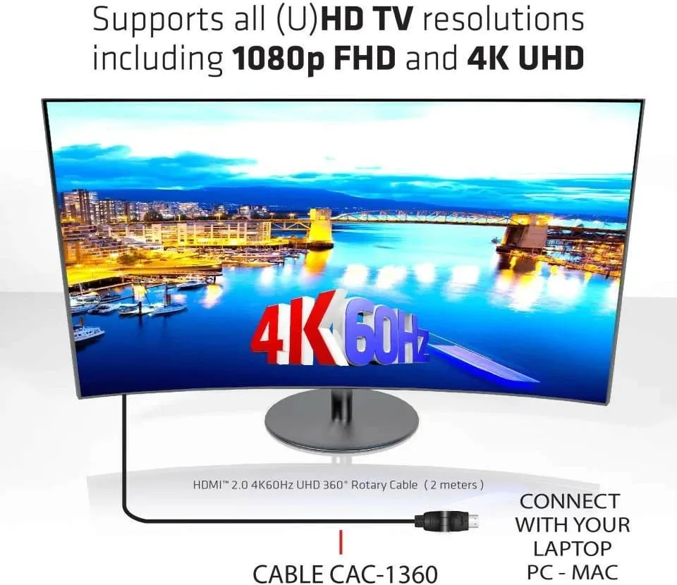 Kabllo HDMI Club3D 2.0, 2m, rrotulluese, e zezë - 9