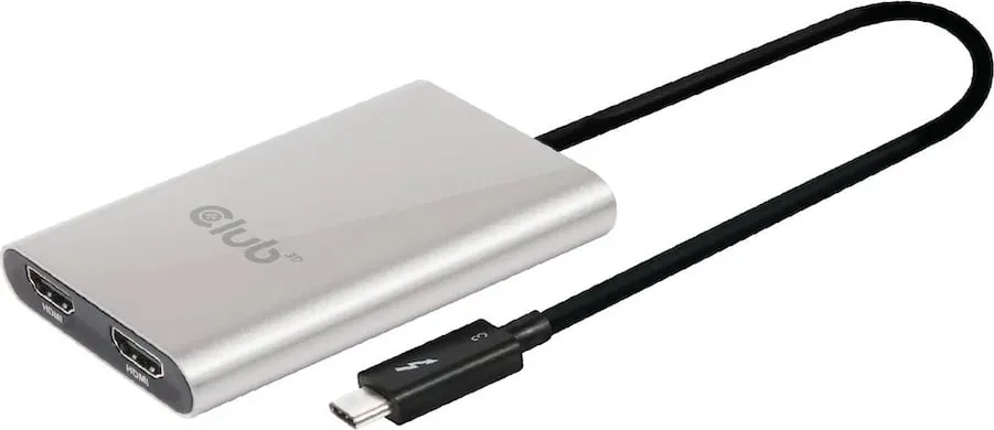 Adapter Thunderbolt 3 në 2x HDMI Club3D, 4K@60Hz, argjendtë - 1