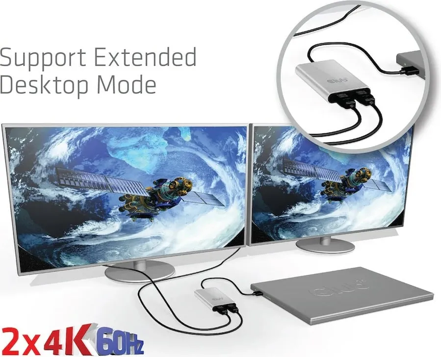 Adapter Thunderbolt 3 në 2x HDMI Club3D, 4K@60Hz, argjendtë - 5