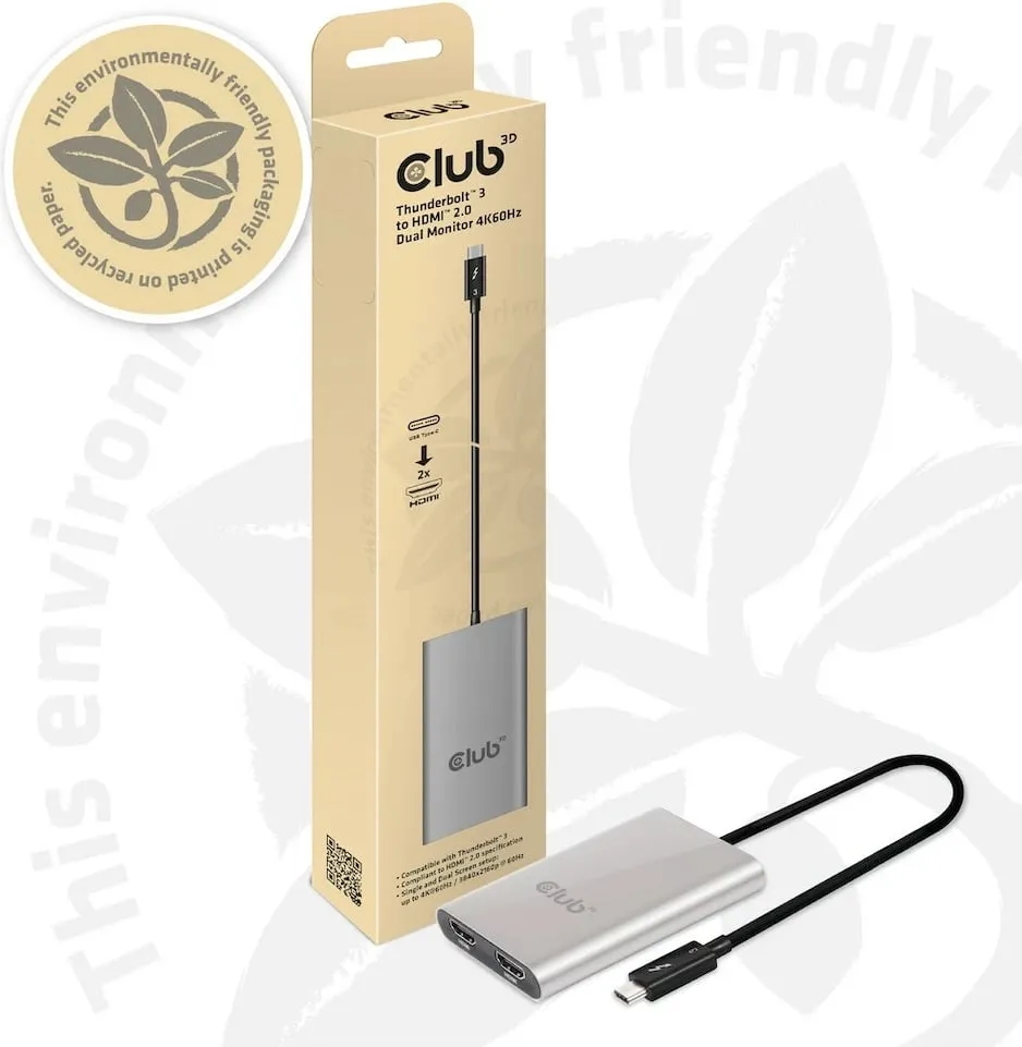 Adapter Thunderbolt 3 në 2x HDMI Club3D, 4K@60Hz, argjendtë - 9