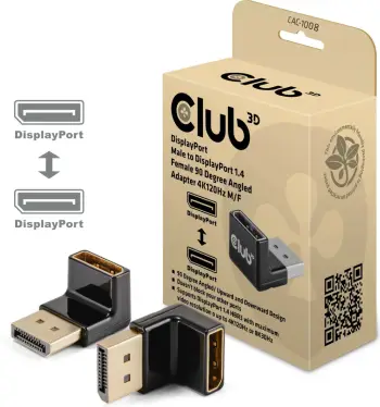 Adapter DisplayPort Club3D 1.4, 90 shkallë, 4K@120Hz, zi