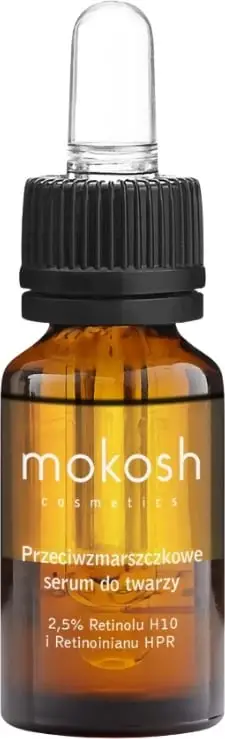 Serum për fytyrë anti-rrudhë Mokosh 2.5% Retinol H10 dhe Retinoinian HPR Rose me Berry për femra, 10ml