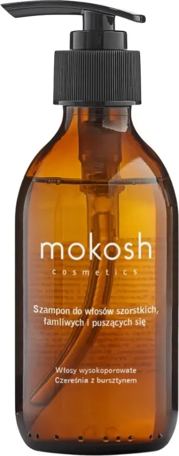Shampon për femra Mokosh për flokë të ashpër, të brishtë dhe me elektricitet, qershi me amber, 200ml