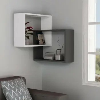 Raft muri Skye Decor, formë unaze, bardhë-antracit
