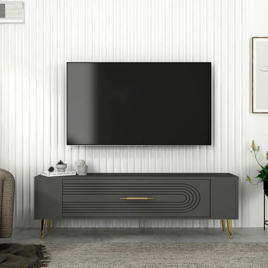 Komodë TV Skye Decor, Retrol3, antracit, ar - 1