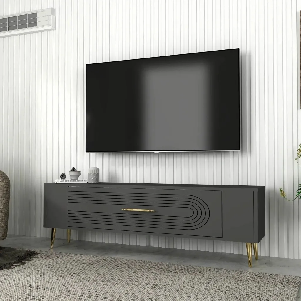 Komodë TV Skye Decor, Retrol3, antracit, ar - 2