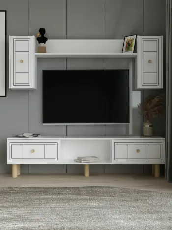 Komodë TV Dario Bohem, ngjyrë e bardhë, Skye Decor
