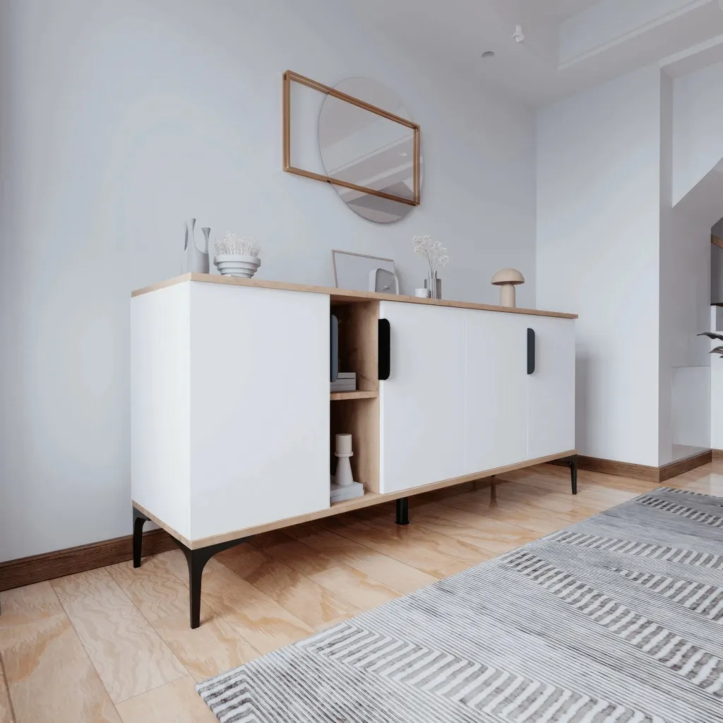 Konsol Skye Decor, ngjyrë lisi dhe e bardhë, Tarz - 4