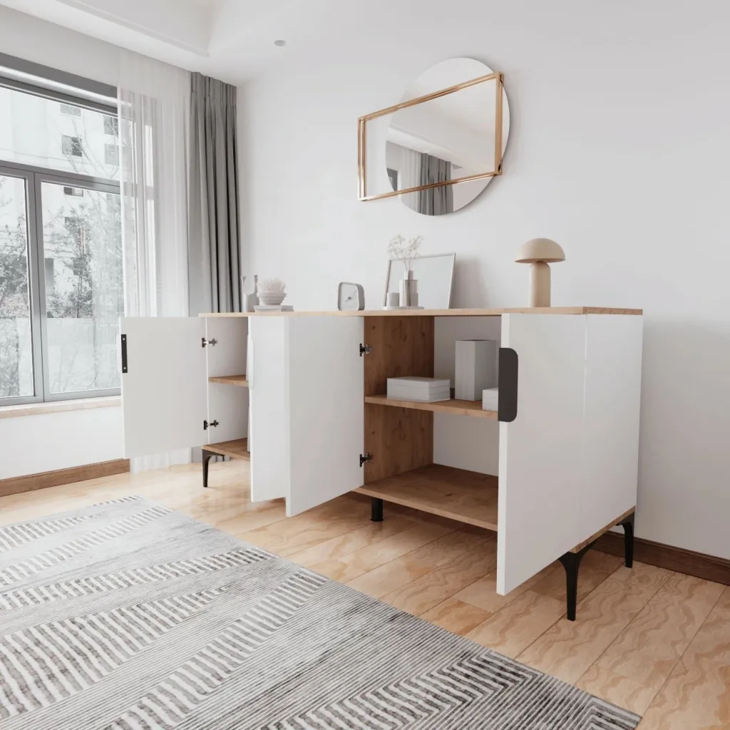 Konsol Skye Decor, ngjyrë lisi dhe e bardhë, Tarz - 6