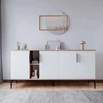 Konsol Skye Decor, ngjyrë lisi dhe e bardhë, Tarz