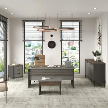 Set mobiljesh për zyre, ngjyrë argjendi dhe antracit, Skye Decor, VS8-CGA