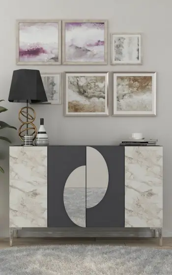 Konsol Skye Decor, Afra KM120, antracit, argjend