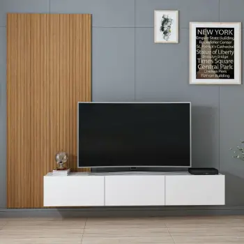Komodë TV Skye Decor, Rigel, e bardhë dhe lis, 180x30x32 cm