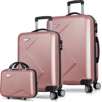 Set valixhesh (3 copë), ngjyrë rozë e artë, Zoozie Bags, 8367