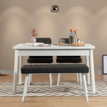 Set tavolinë me karrige (4 copë), Skye Decor, ngjyrë e bardhë-antracit