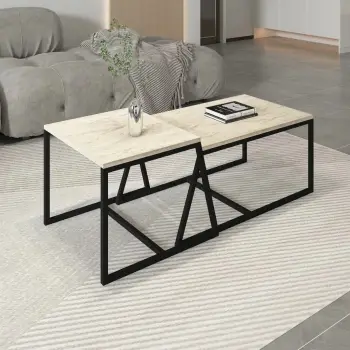 Tavolinë kafeje Skye Decor, minimaliste, ngjyrë travertin