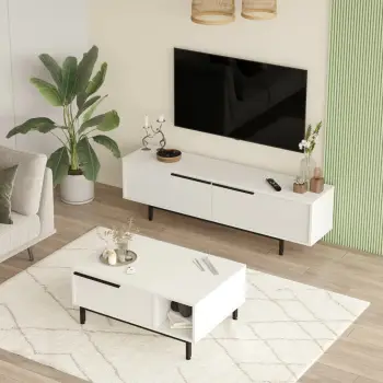 Set mobiljesh për dhomë dite Skye Decor, ON19-W, ngjyrë e bardhë