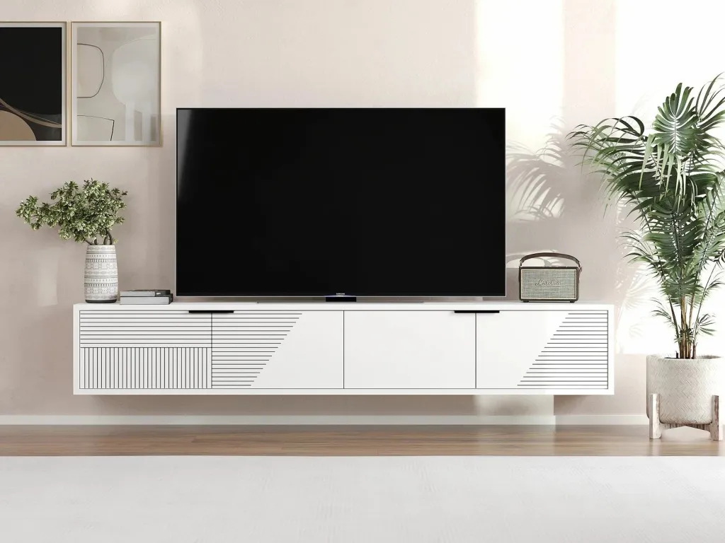 Komodë TV Skye Decor, Parla, e bardhë - 1