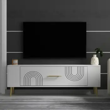 Komodë për TV, ngjyrë e bardhë dhe ari, Skye Decor Retrol2